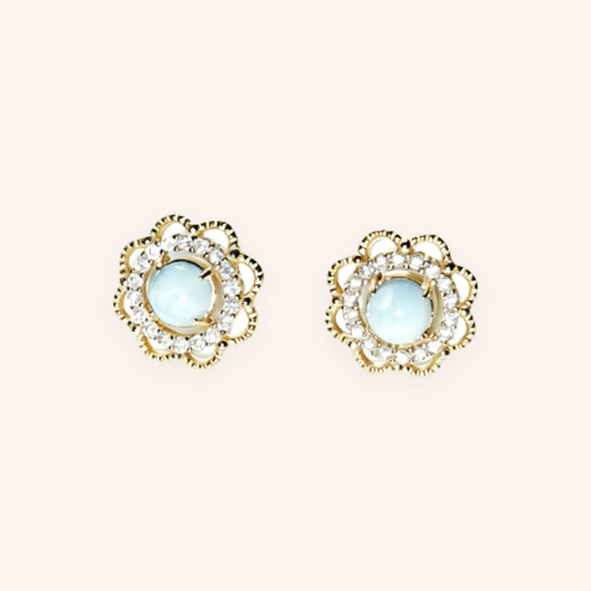 Larimar Flower Studs