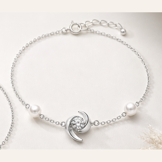 Celeste Moon Pearl Bracelet by Mavella & Co.