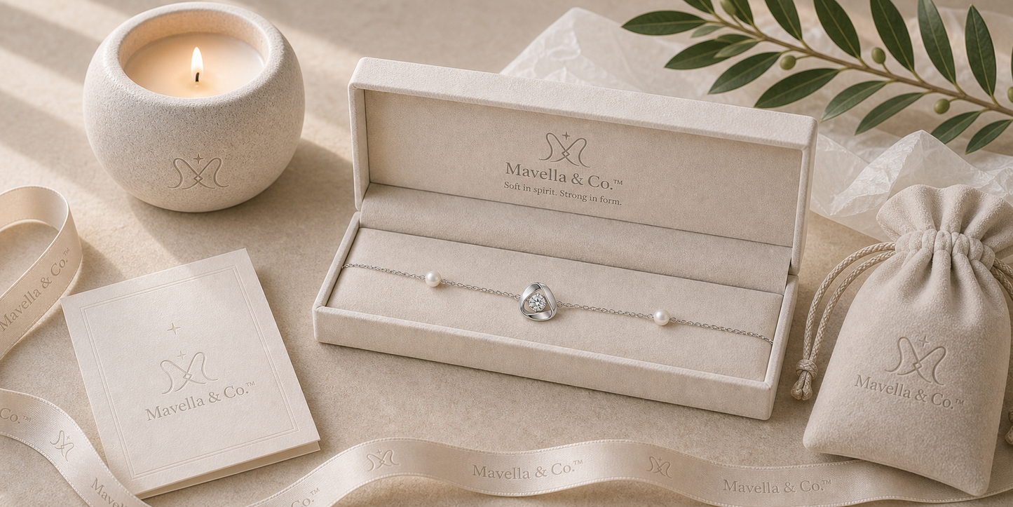 Liora Heart Pearl Bracelet in Mavella & Co. gift packaging