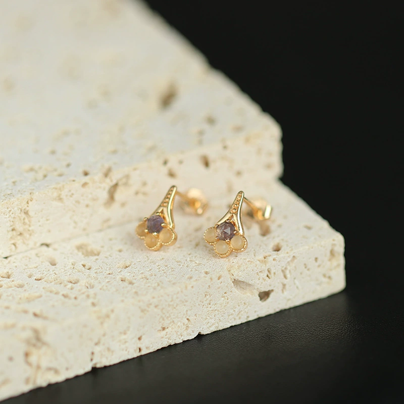 Amethyst Fan Studs