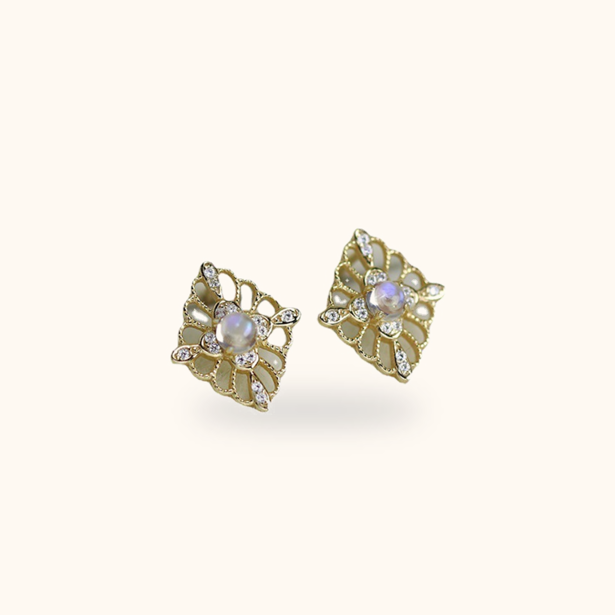 Moonstone Lattice Studs