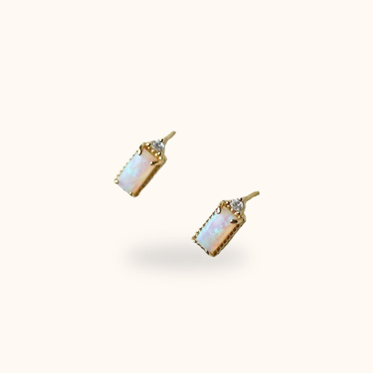 Opal Baguette Studs