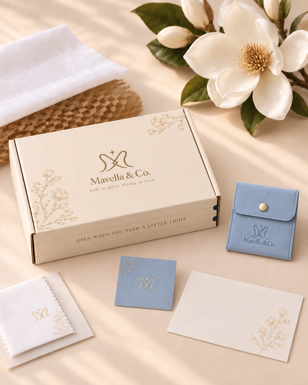 Mavella &amp; Co. bracelet in its signature box with a pouch