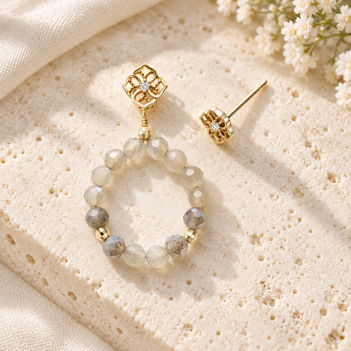 Labradorite Hoop Charms