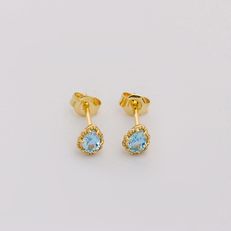 Blue Topaz Teardrop Studs