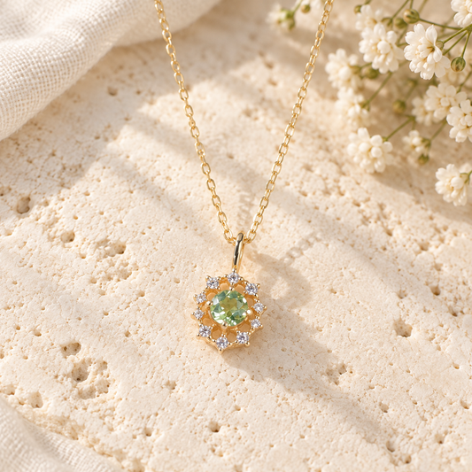 Peridot Halo Pendant