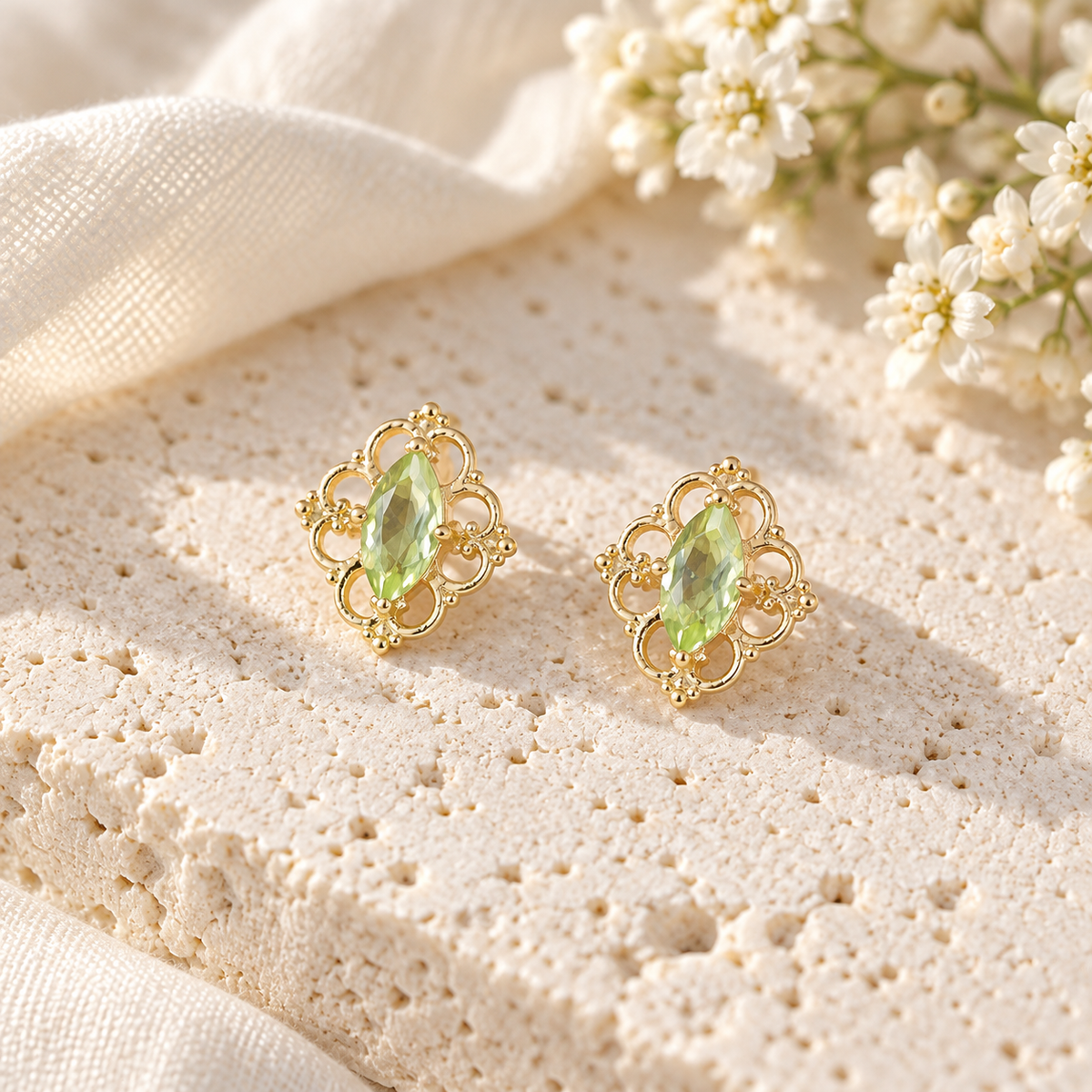 Peridot Marquise Studs