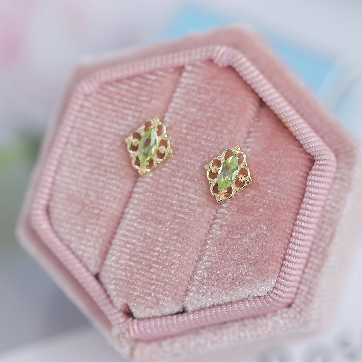 Peridot Marquise Studs