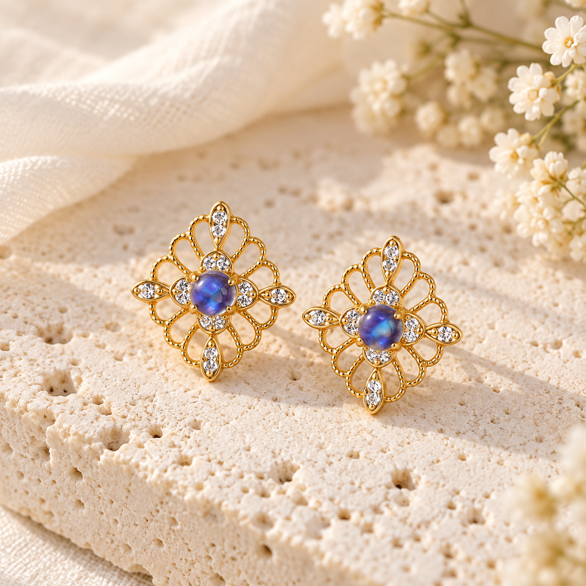 Moonstone Lattice Studs