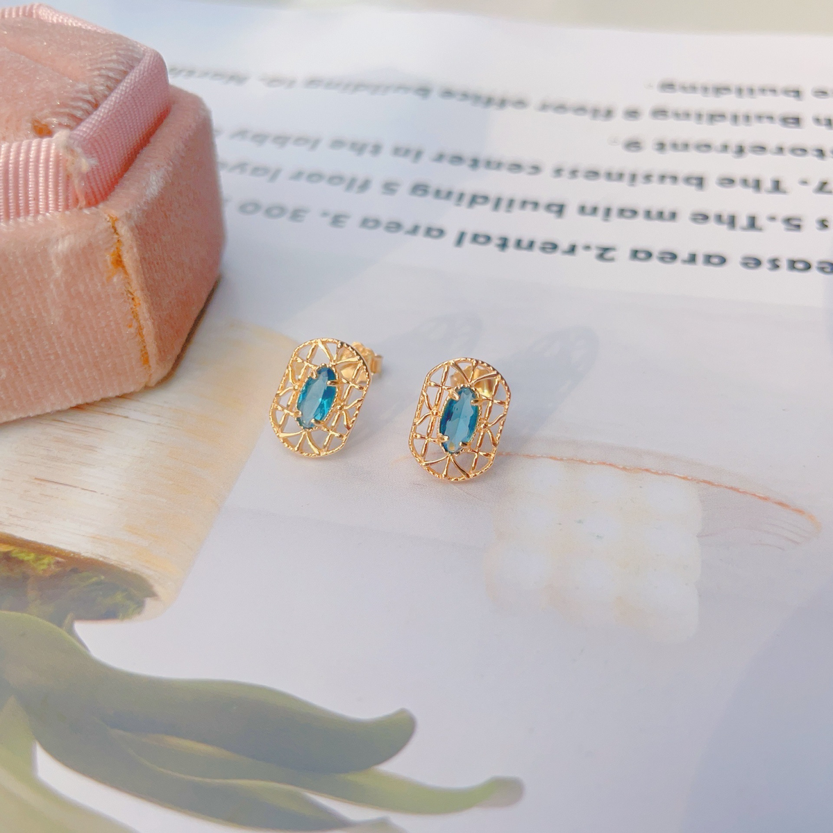 Blue Topaz Lattice Studs