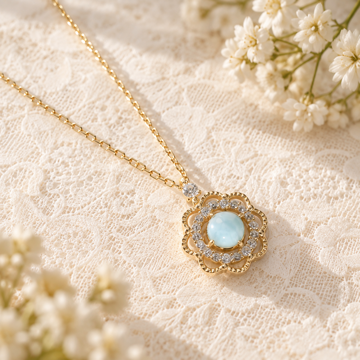 Larimar Flower Pendant