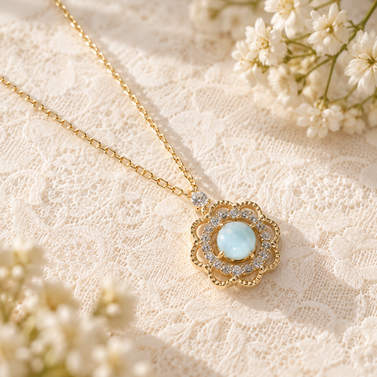 Larimar Flower Pendant