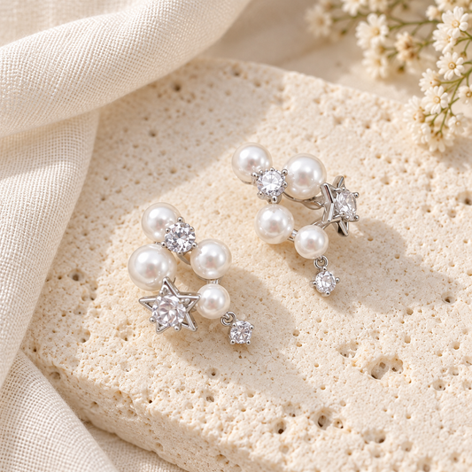 Pearl Star Cluster Earrings