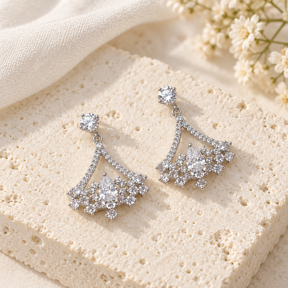 Crystal Fan Drop Earrings