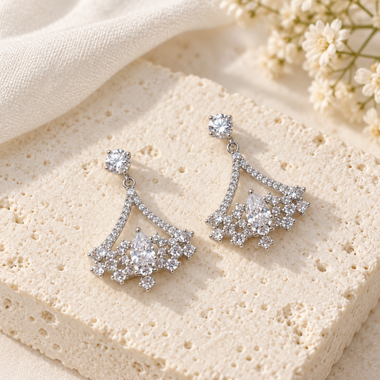 Crystal Fan Drop Earrings