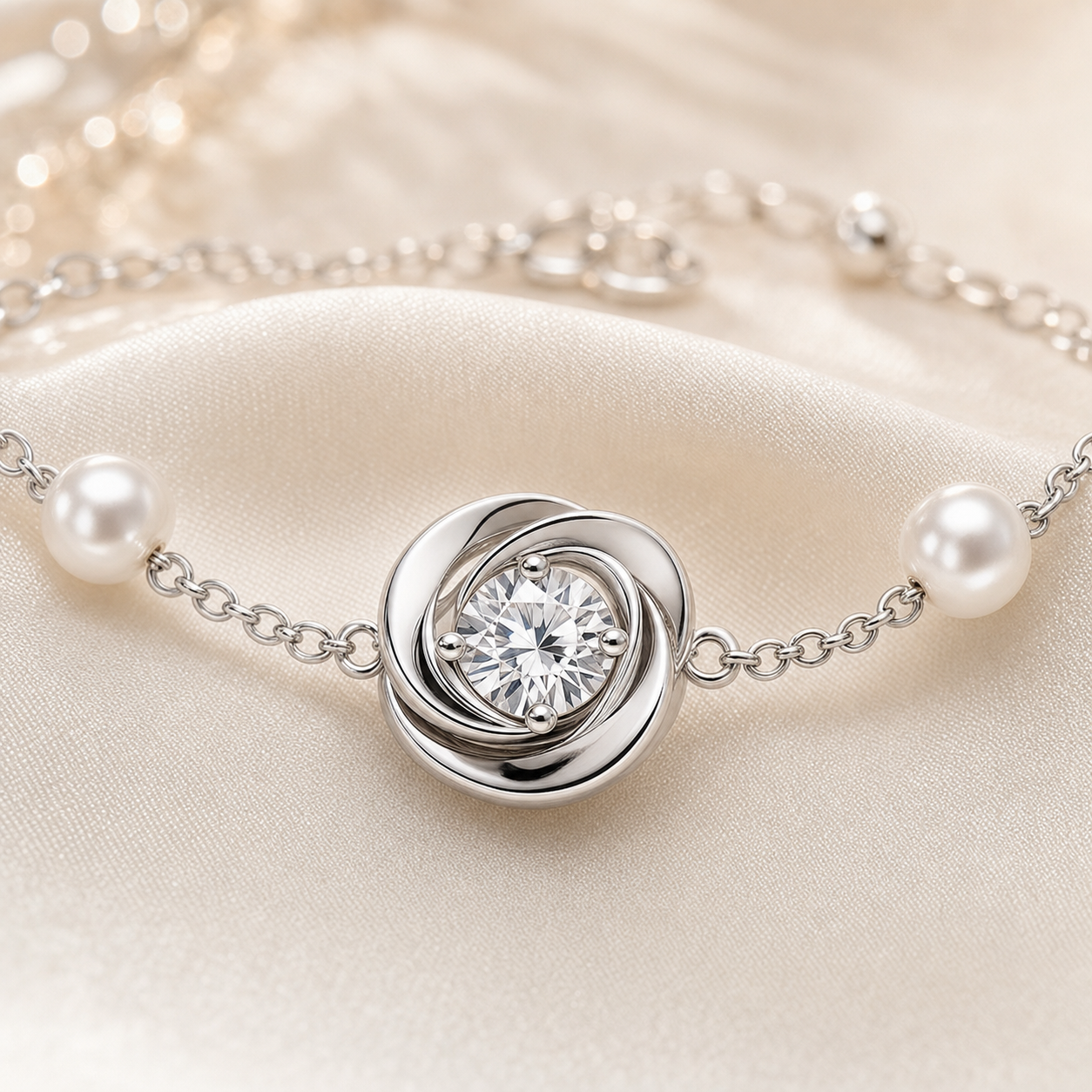 Seren Rose Pearl Bracelet macro detail mockup by Mavella & Co.