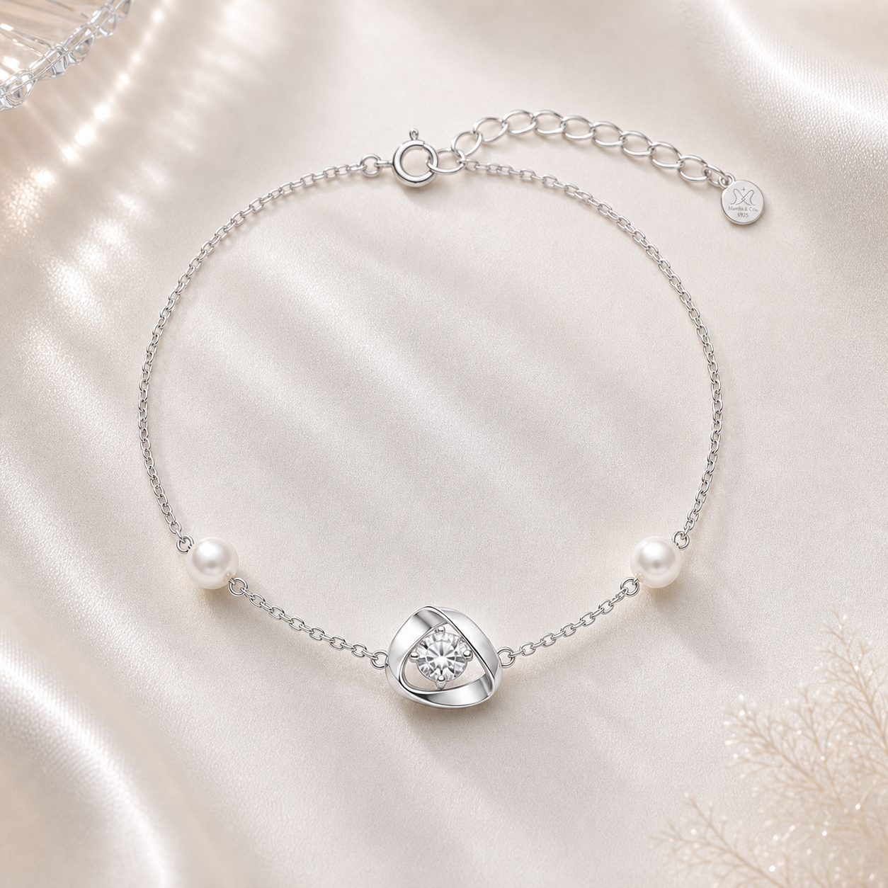 Mavella bracelet close up on warm cream background